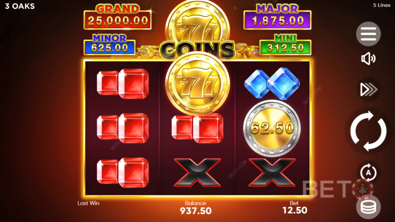 Score 6,000x your wager in the 777 Coins Pokie Game!
