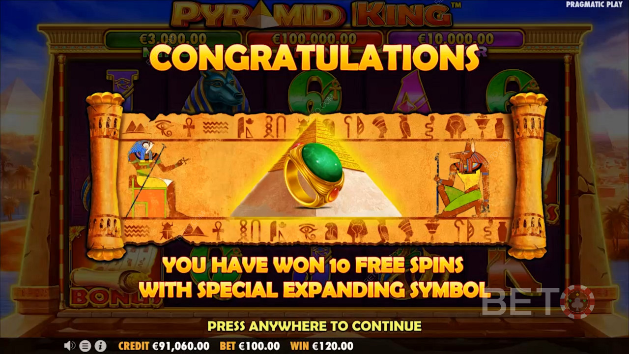 Trigger the Free Spins bonus for 10 Free Spins and Expanding symbols