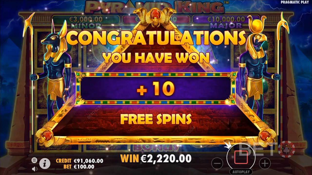 Nab endless Free Spins by scoring 3 Scroll symbols in Pyramid King
