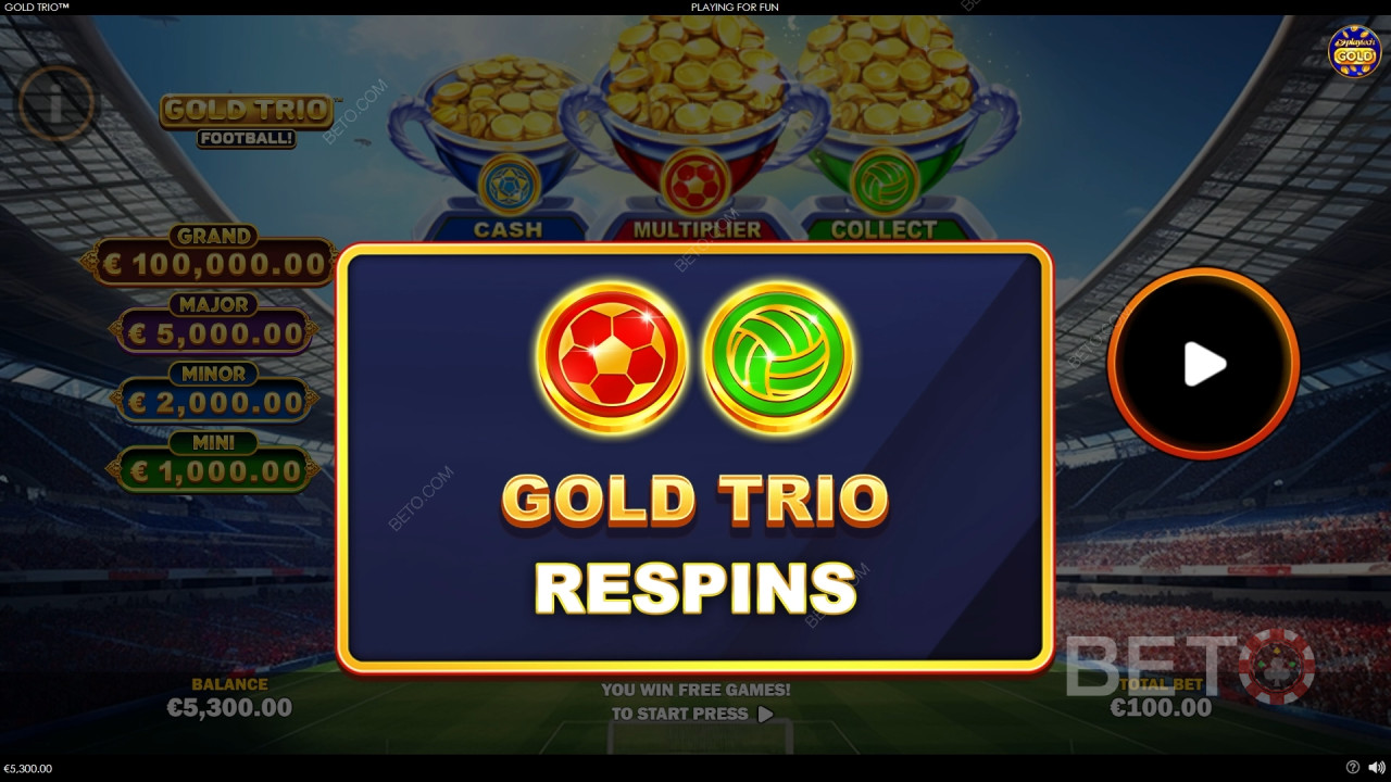 Ripper Bonuses Revealed in Gold Trio: Football! by Playtech