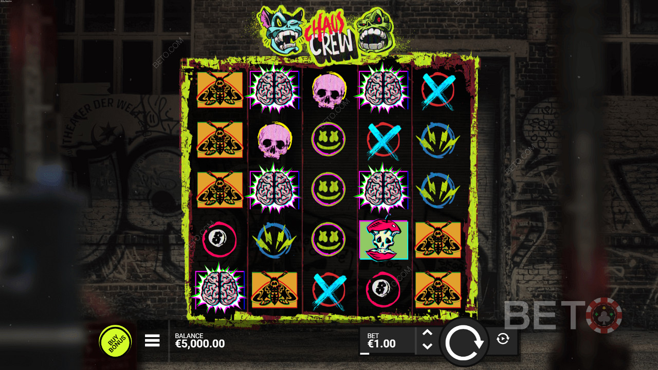 Tackle the streets with the Chaos Crew pokie, to win rewards up to 10,000x the stake