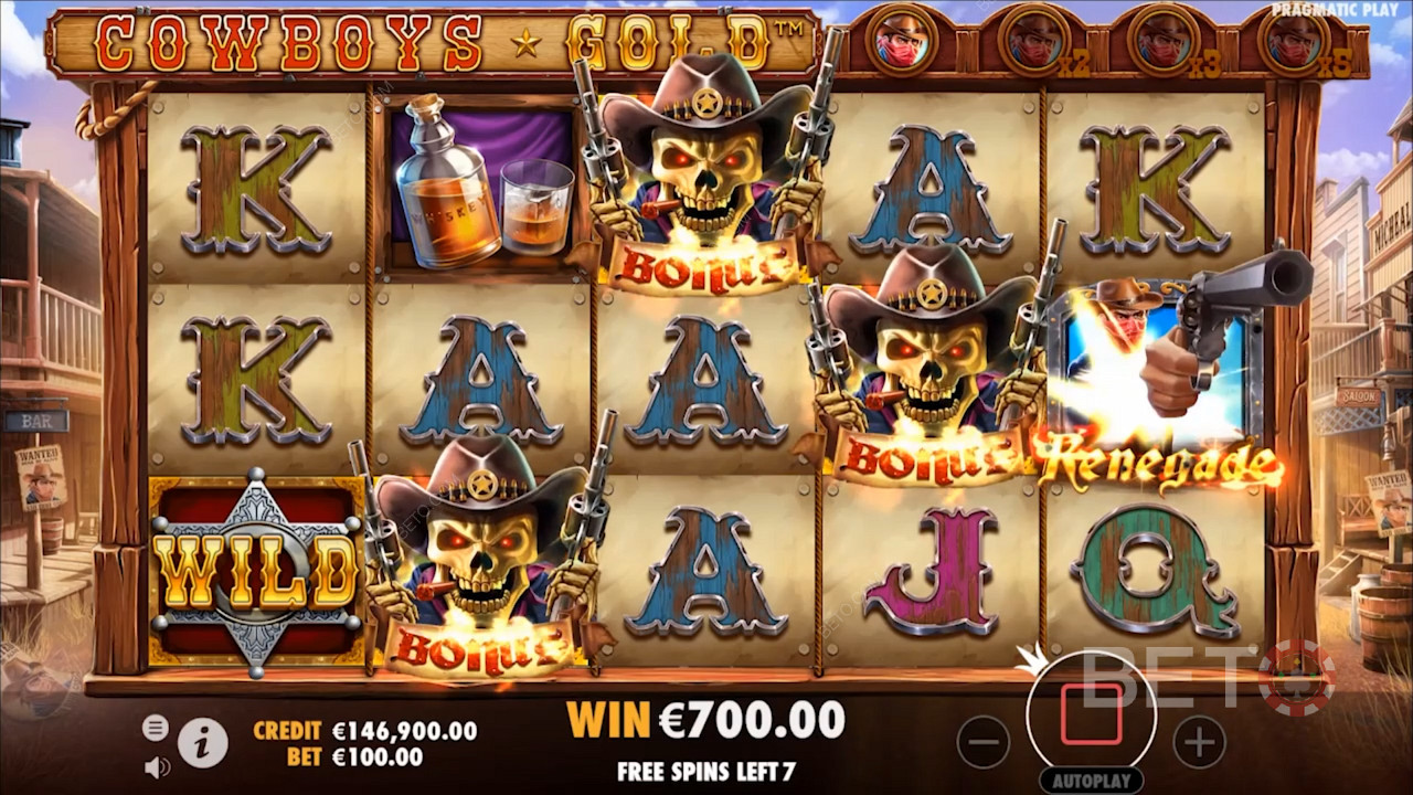 Snag 3 Bonus symbols to trigger the Free Spins round and score 10 Free Spins