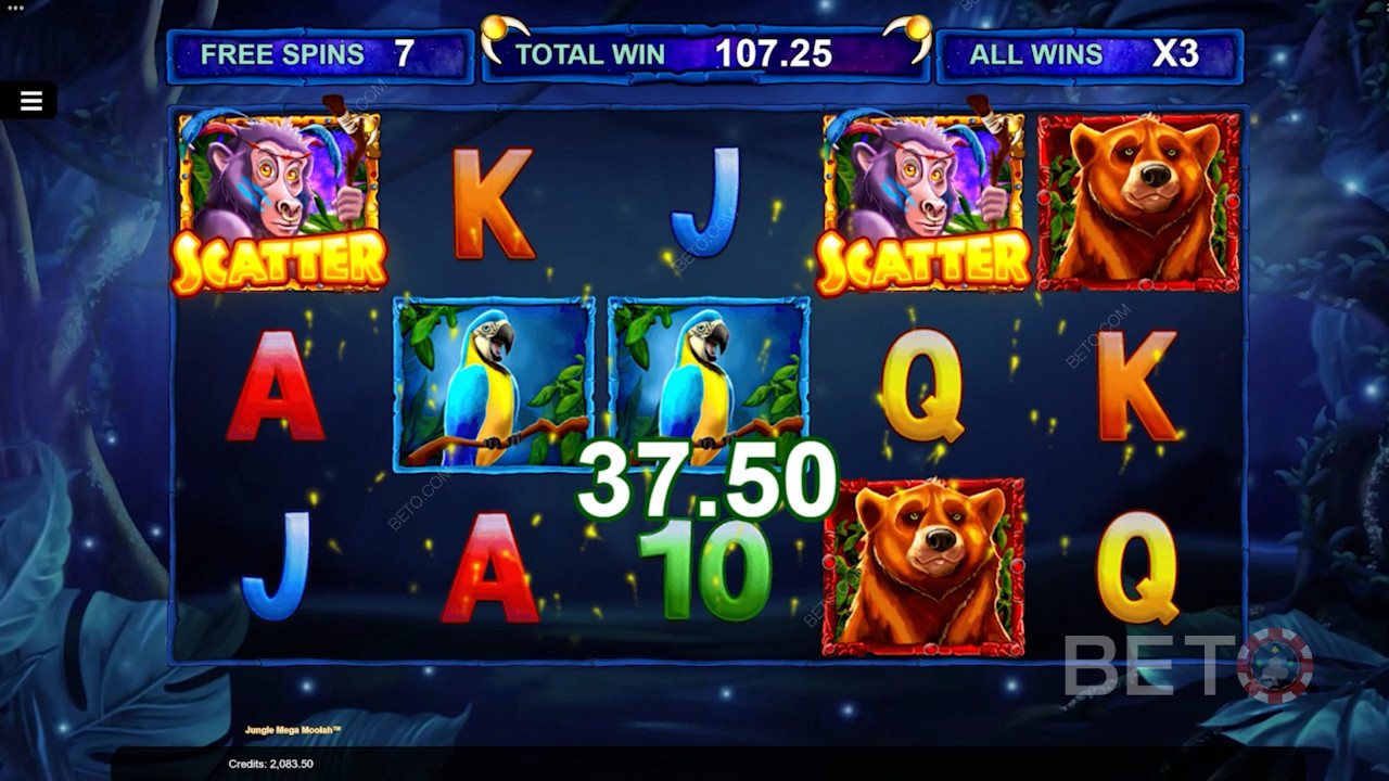 Triple your wins in Free Spins on the Jungle Mega Moolah pokie machine