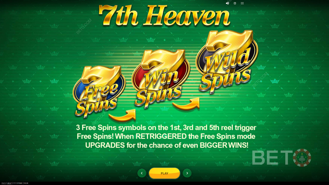 Intro screen showcasing 777 Strike