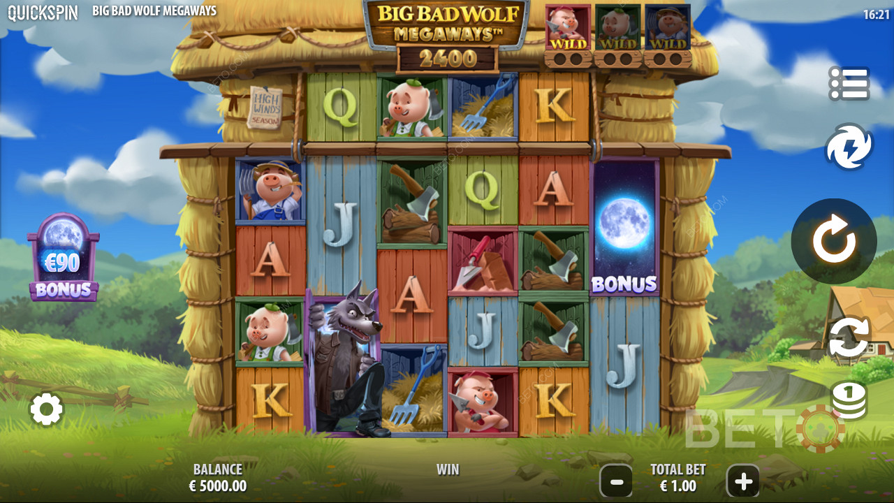 Unleash wild wins in the Big Bad Wolf Megaways online pokie