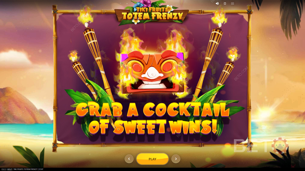 Unleash the might of Tiki Mask Wilds in the Tiki Fruits Totem Frenzy online pokie