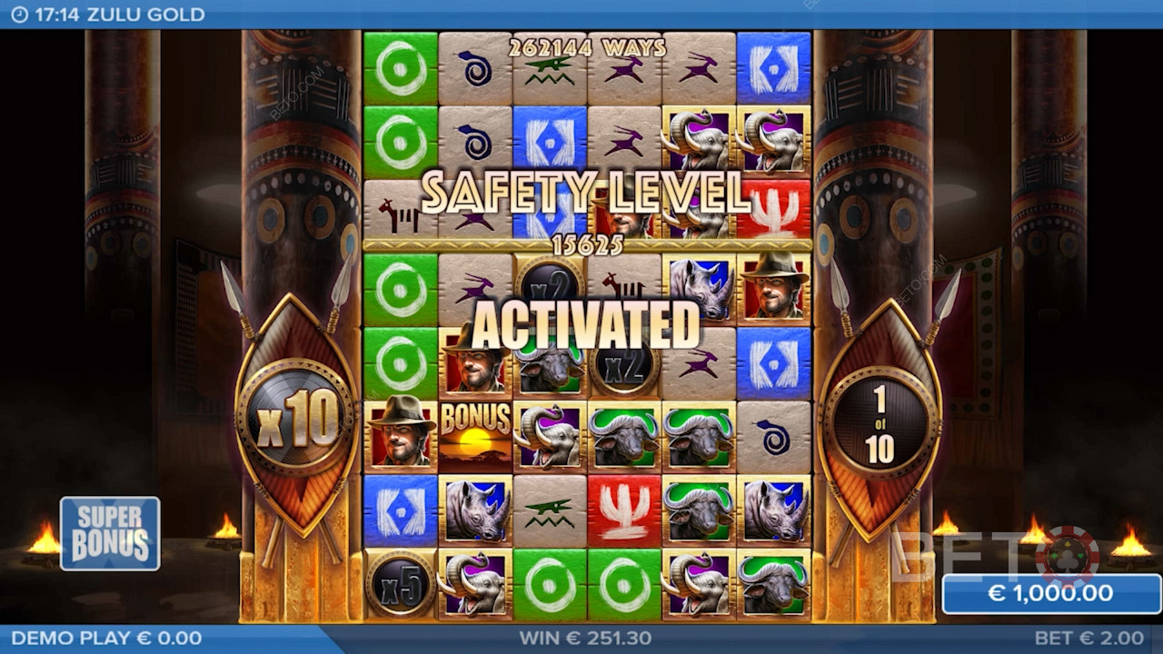Vibrant African tribal theme brings this pokie to life