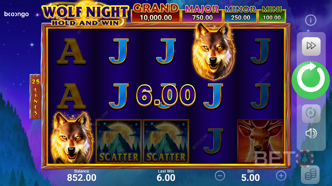 The letters of the alphabet are the low-value symbols in Wolf Night