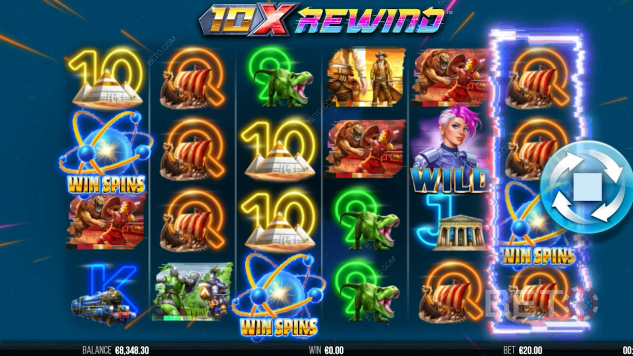 High-tech visuals and vibe in 10x Rewind pokie