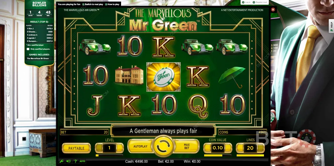 Top spot for online pokies? Mr Green gaming site's your best bet.