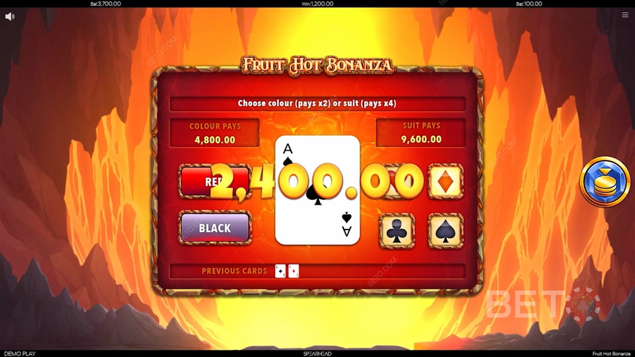 Play Fruit Hot Bonanza and test your luck on the punt