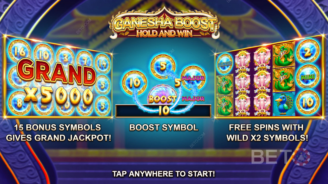 Score free spins and respins in Ganesha Boost Hold and Win Pokie