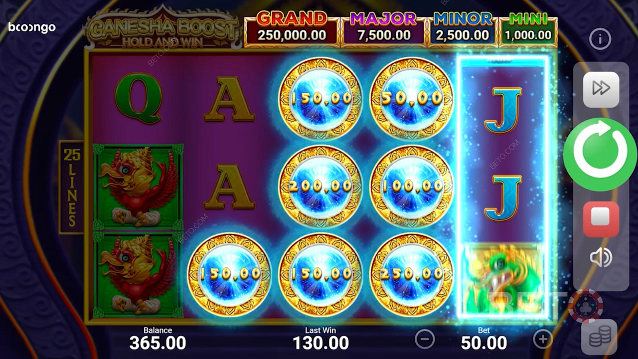 Snag 6+ bonus symbols to kick off the Hold and Win bonus round