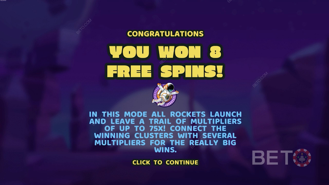 Score 3 Spaceman icons to launch Free Spins in this ripper pokie