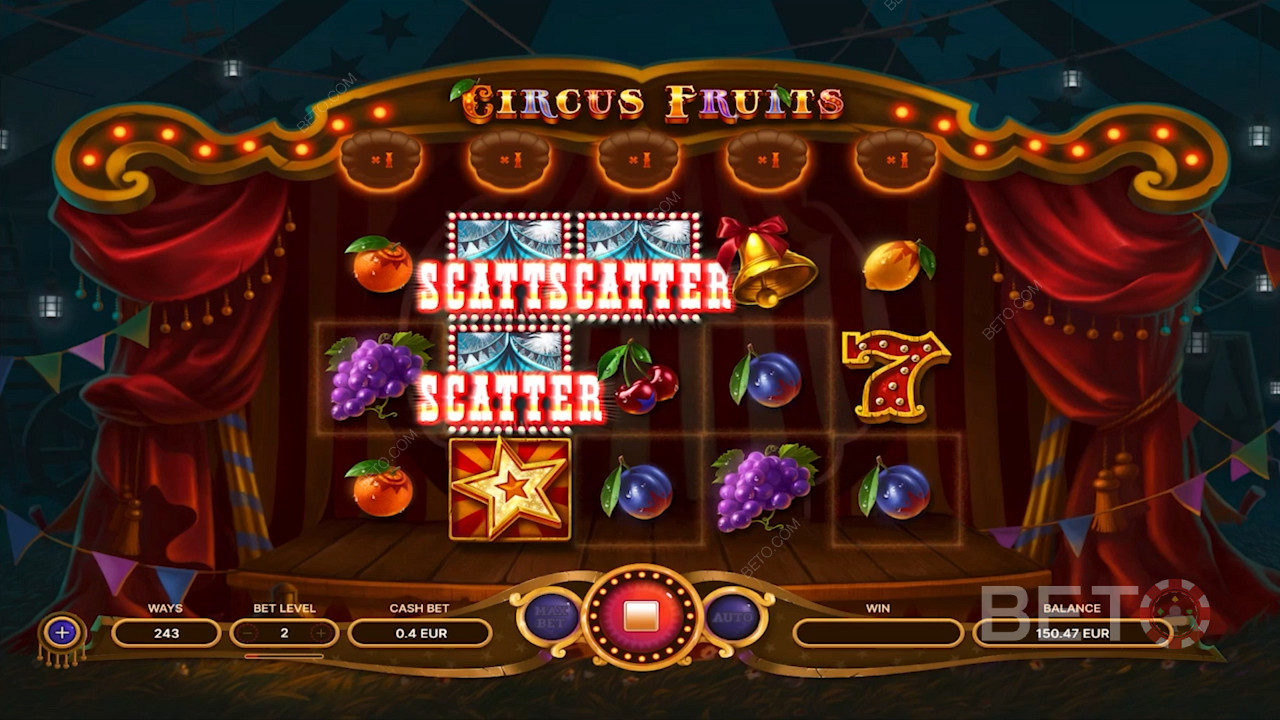 Snag scatter symbols in Circus Fruits