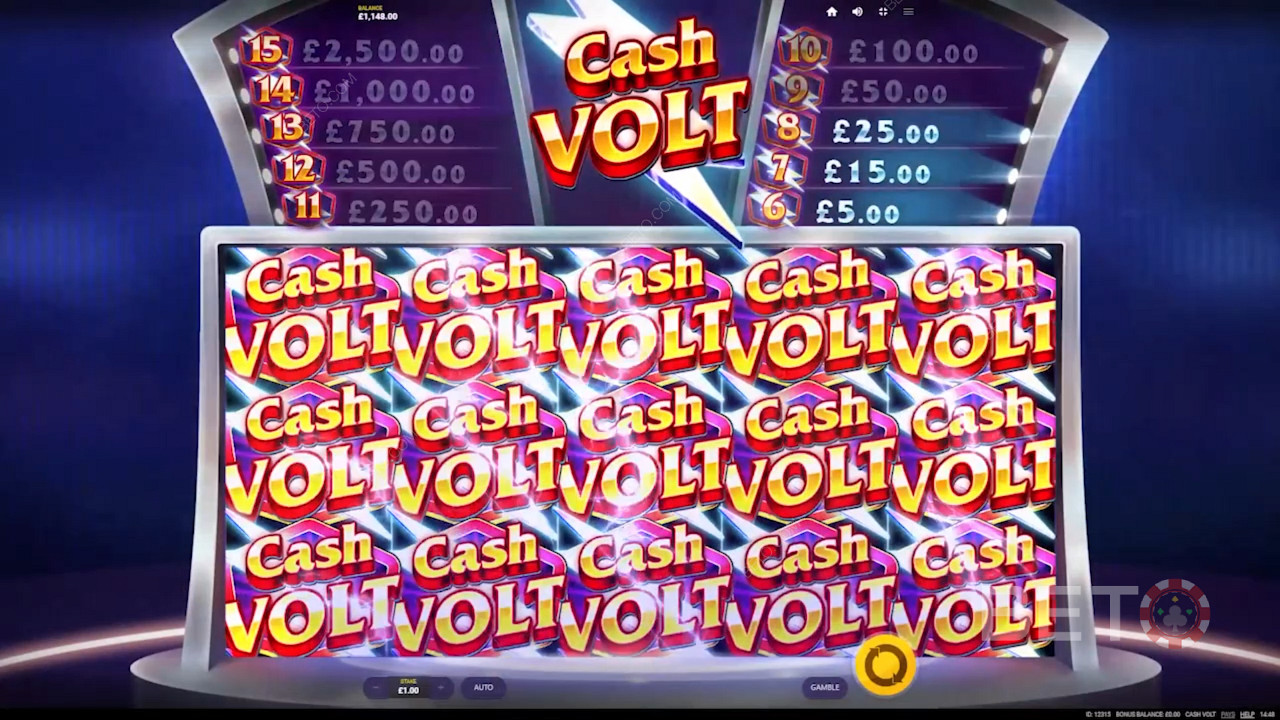 The Mega Cash Volt symbol can span 2x2 or 3x3 spots on the reels