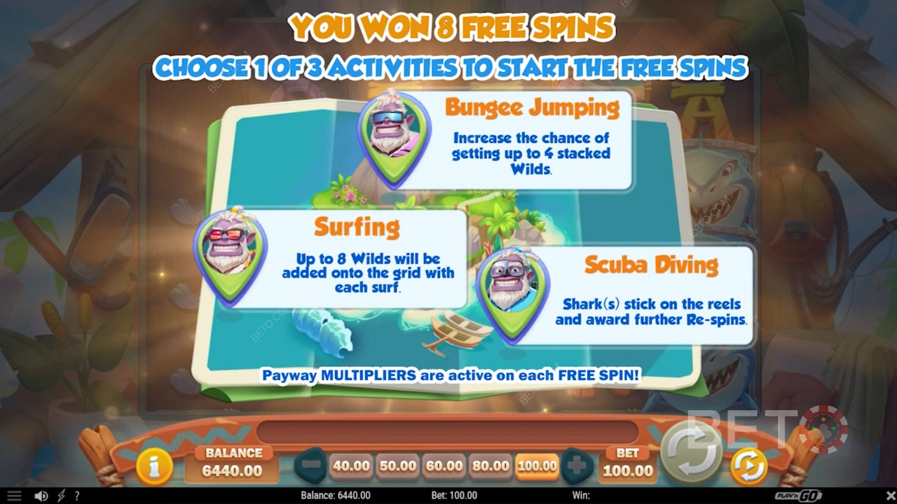 Score 3 kinds of Free Spins in Hotel Yeti-Way pokie