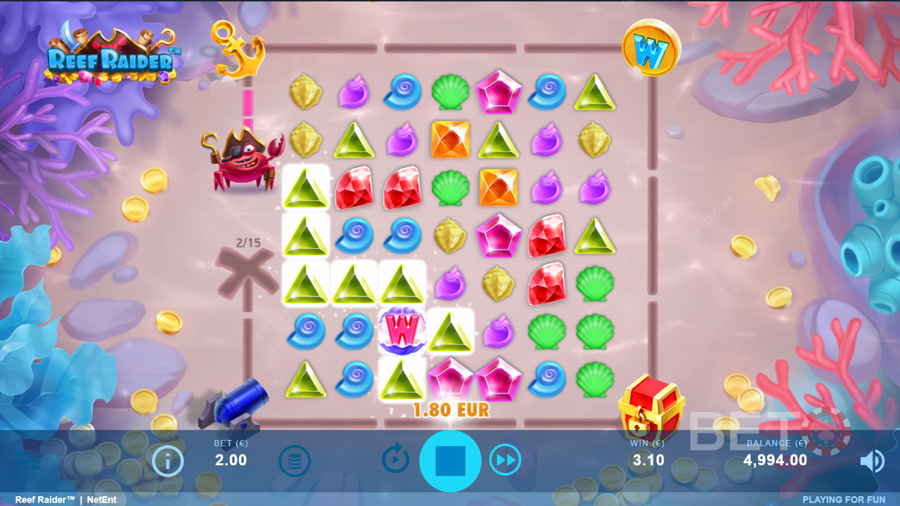 Fill the ripper treasure trail to score heaps of free spins in Reef Raider