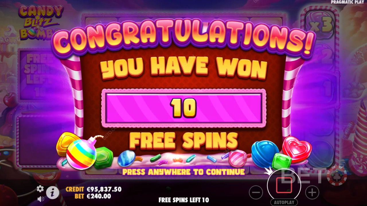 Score 5,000x Your Wager in the Candy Blitz Bombs Pokie Game!