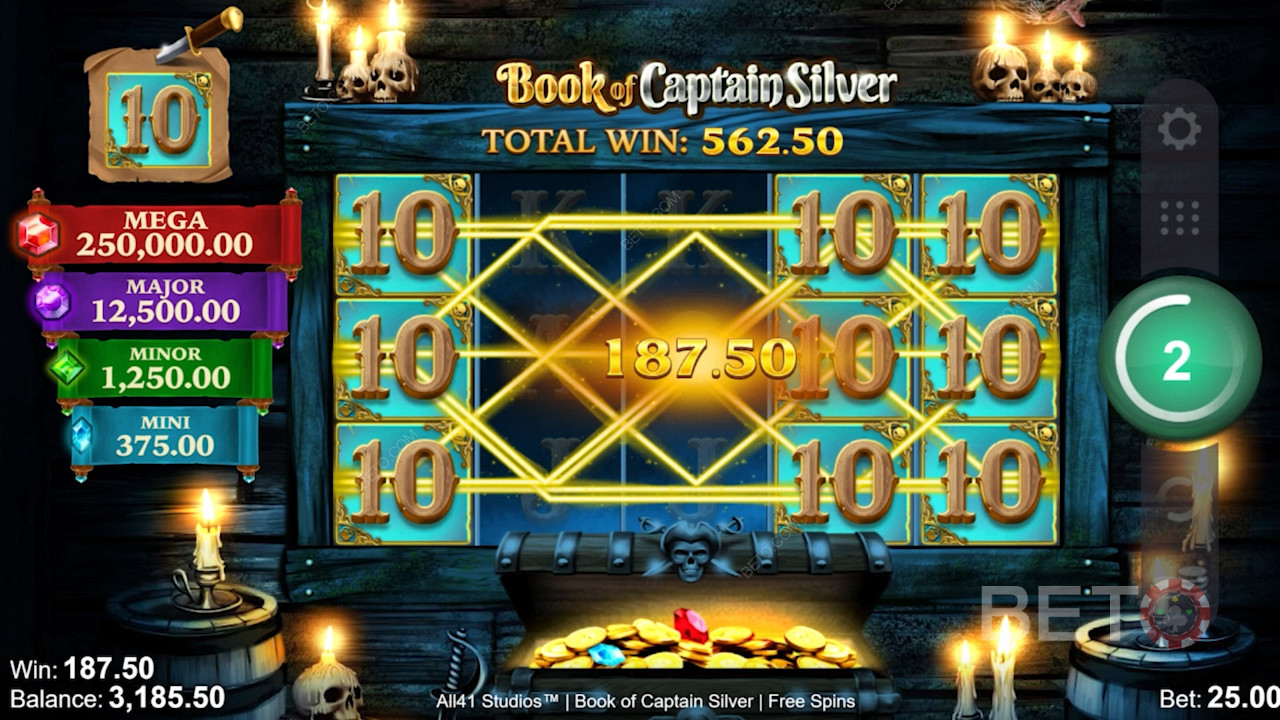 10 ripper paylines in Book of Captain Silver