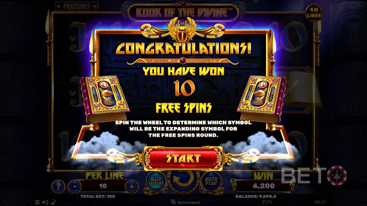 Scoring 10 Free Spins in Book Of The Divine