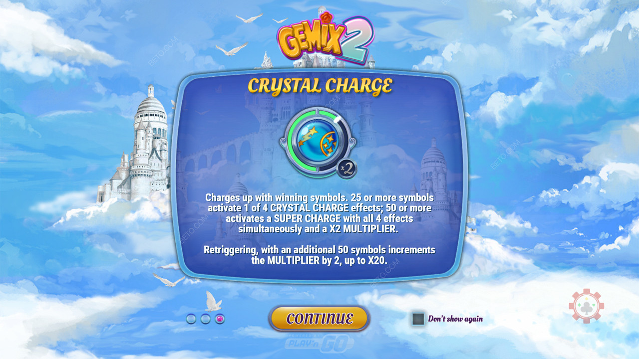 Power up the meter with winning symbols and unleash Crystal Charge effects in Gemix 2 pokie