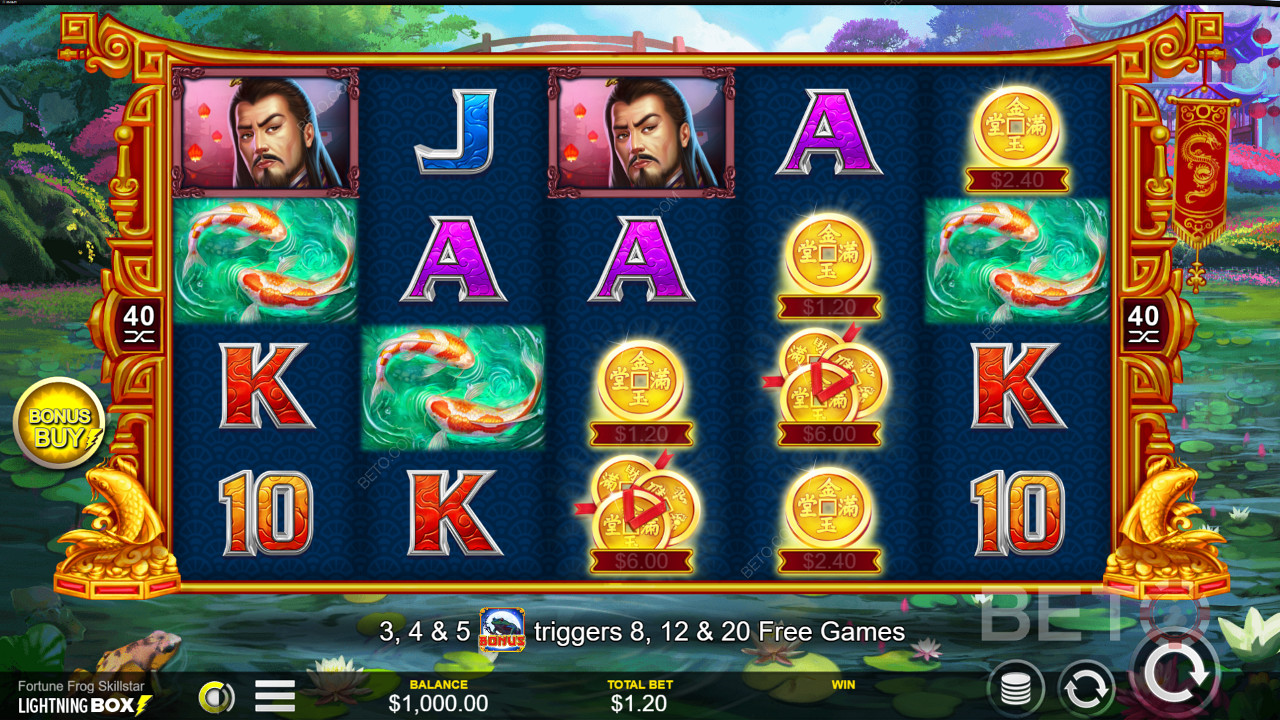5x4 pokies grid in Fortune Frog Skillstar from Lightning Box