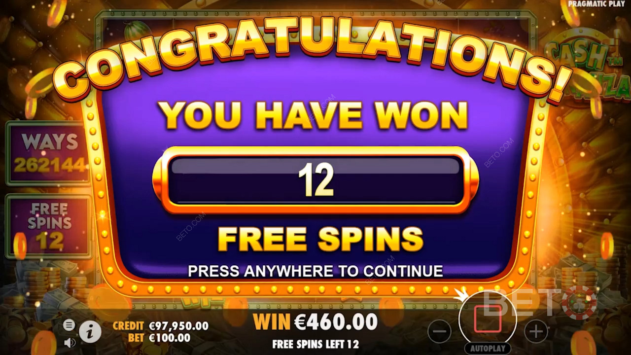 Scoring 12 Free Spins in Cash Bonanza