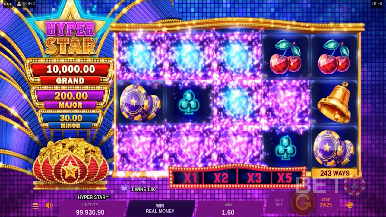 Rack up consecutive wins to boost your multiplier values on the reels
