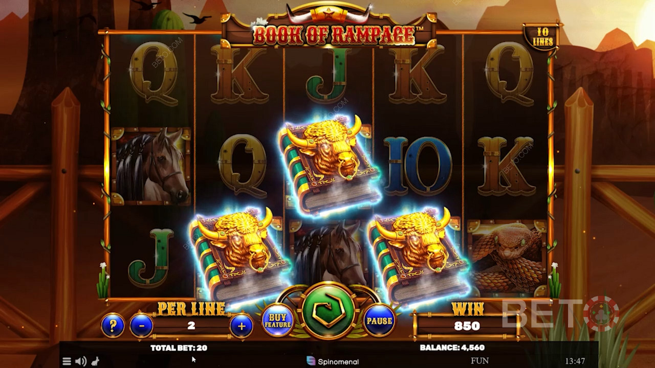 Unique Book icons unlock the Free Spins feature