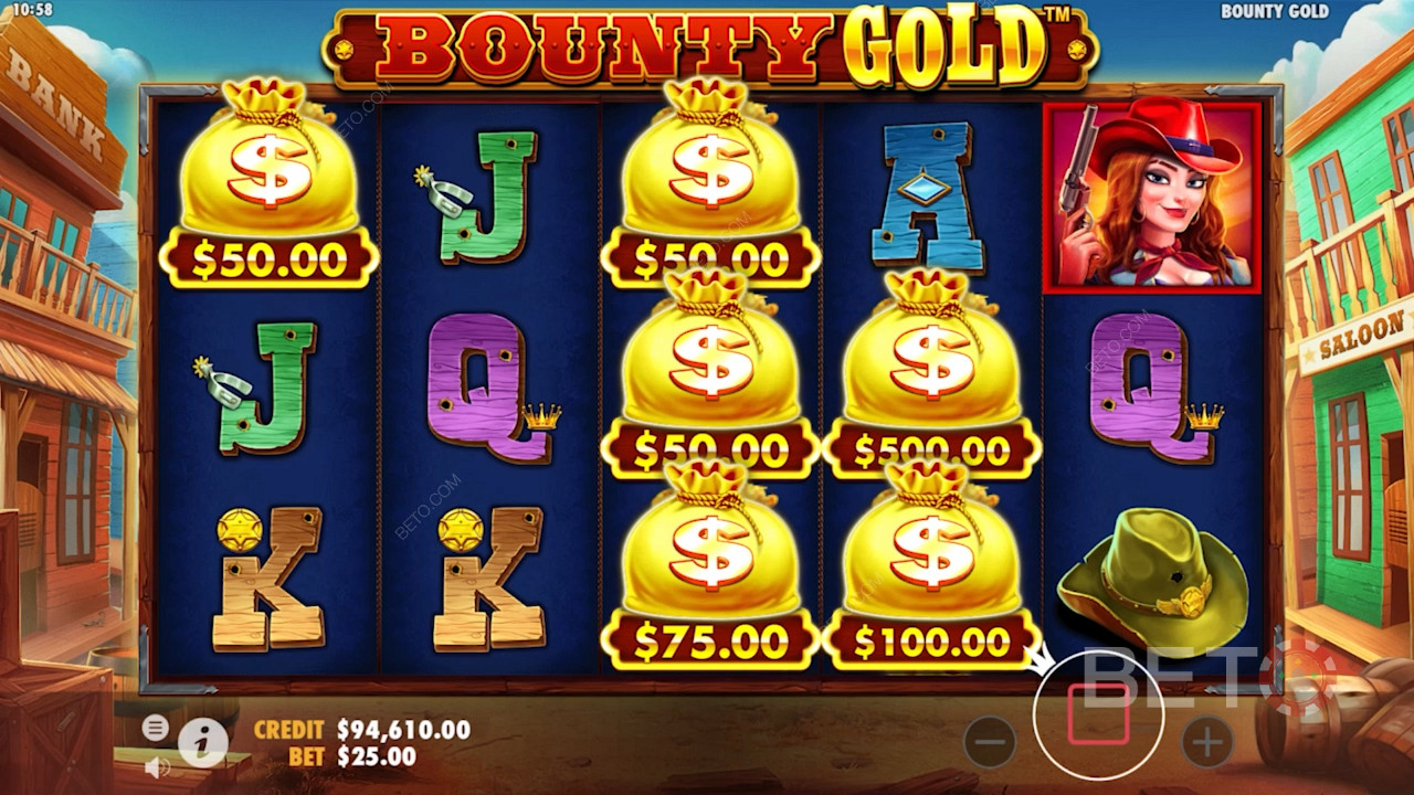 Stash of cash symbols on Bounty Gold