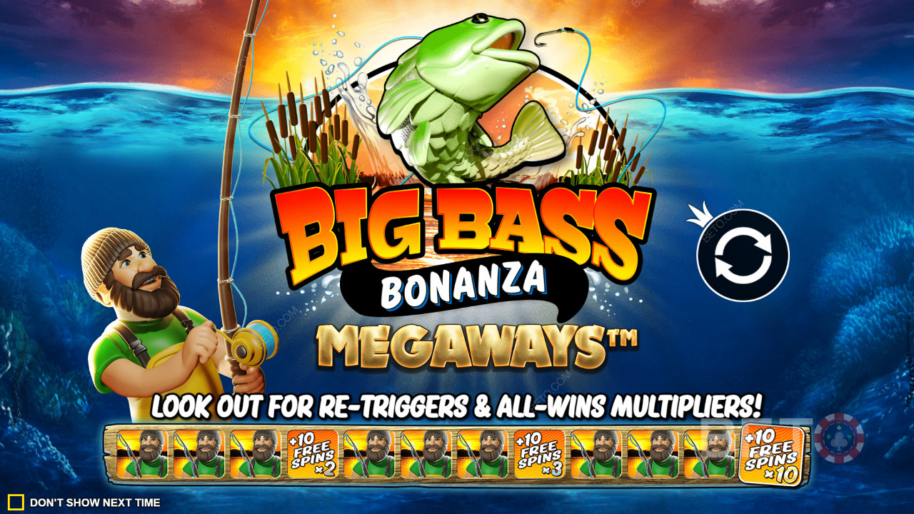 Score Free Spin re-triggers with Win Multipliers in Big Bass Bonanza Megaways pokie