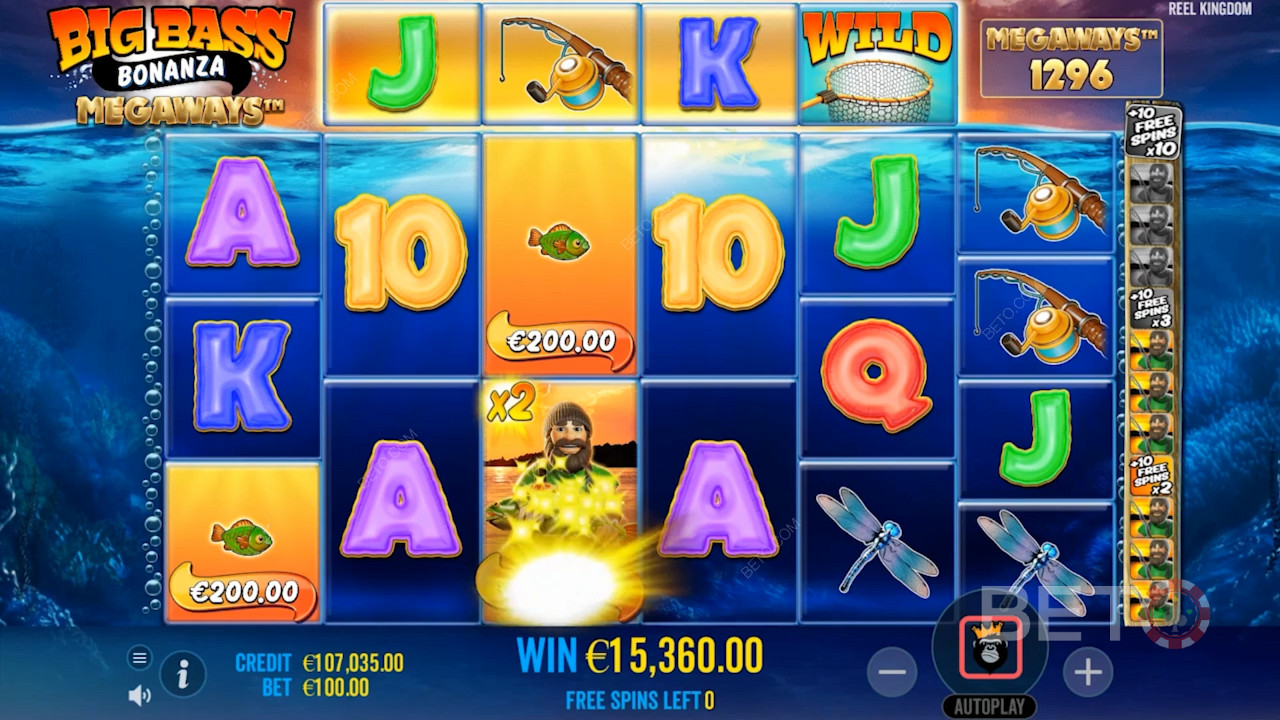 Reel in the Fisherman symbols and score Free Spins in Big Bass Bonanza Megaways pokie