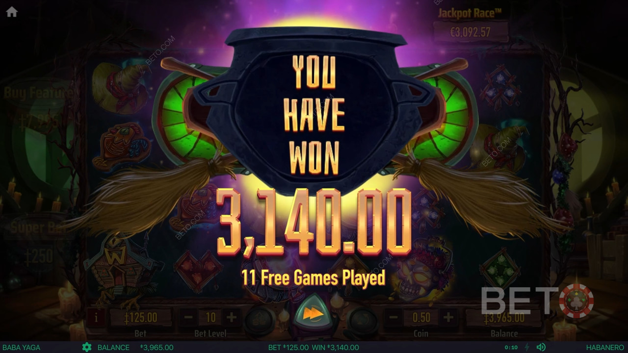 Score 9,696x Your Wager in the Baba Yaga Pokie!