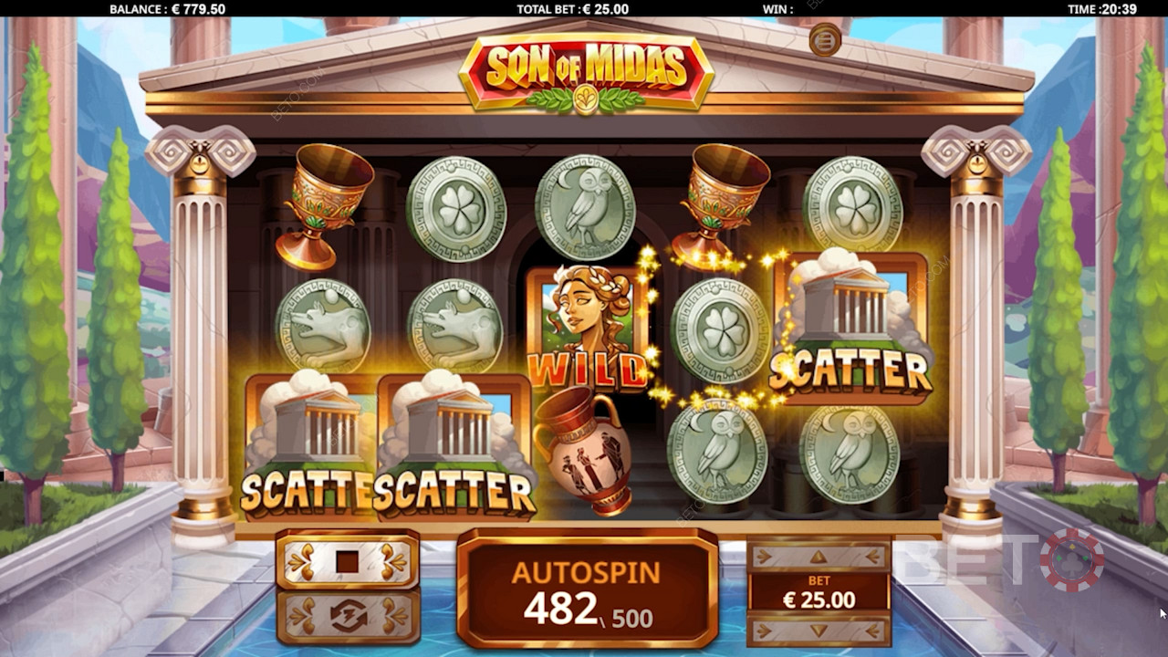 Score 3 Scatter symbols to kick off Free Spins in Son of Midas Extreme 7