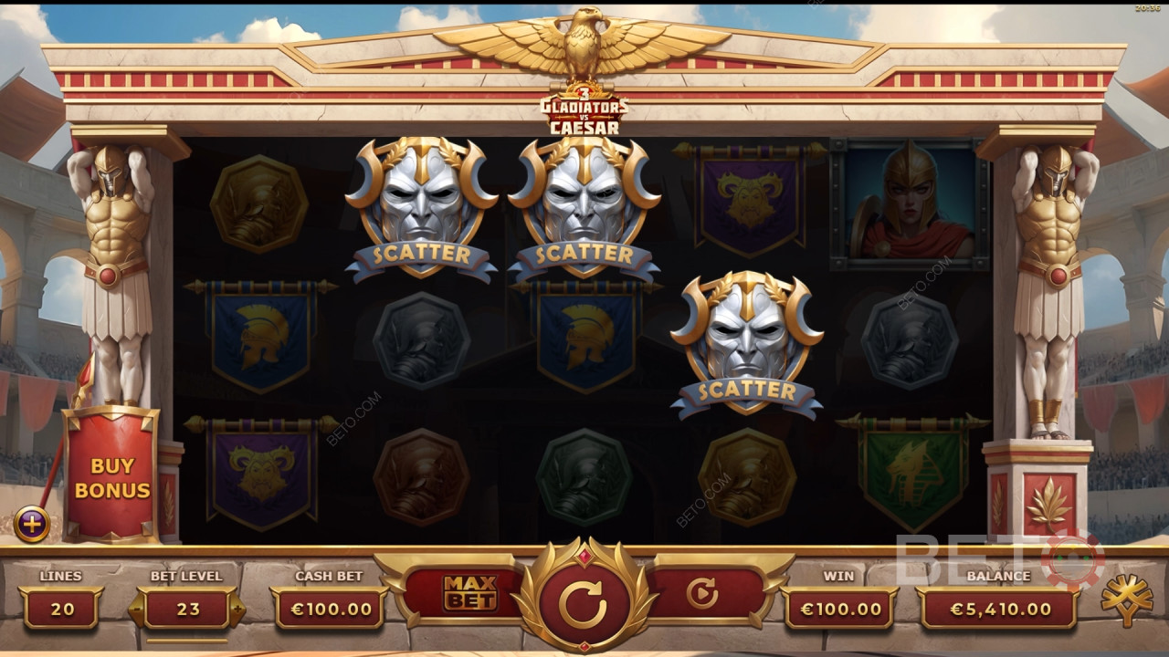3 Gladiators vs Caesar Review by BETO Pokies
