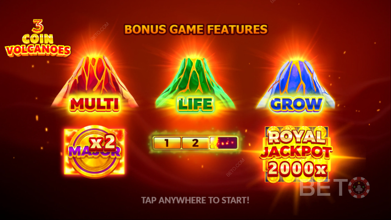 Score 2,000x Your Wager in the 3 Coin Volcanoes Pokie Online!
