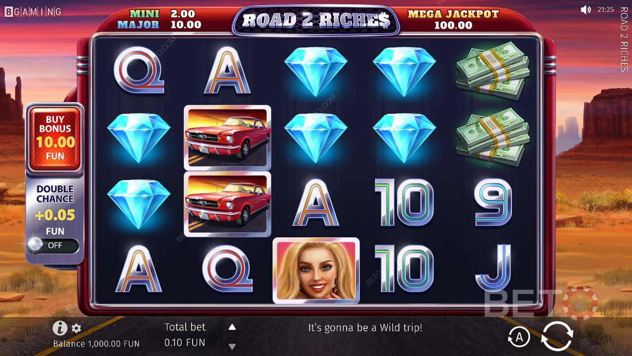 5x4 grid layout in Road 2 Riches pokie