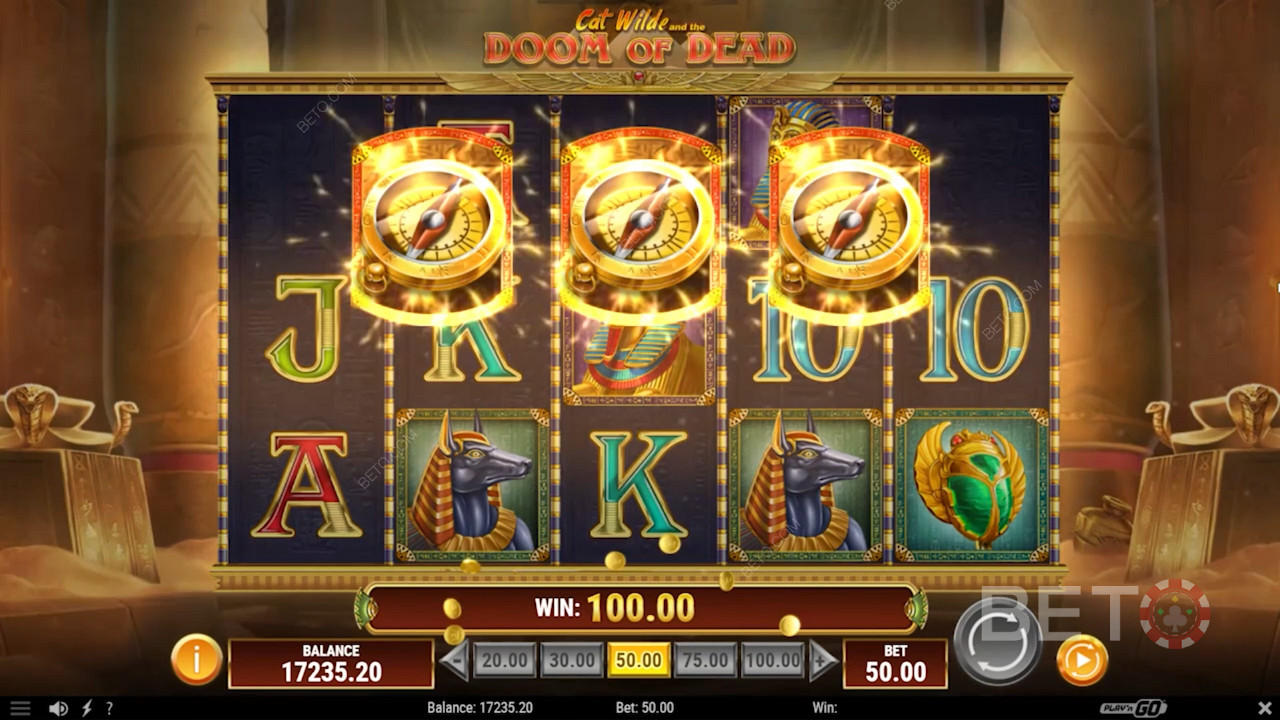Score 3 Scatters for Free Spins in Cat Wilde and the Doom of Dead pokie