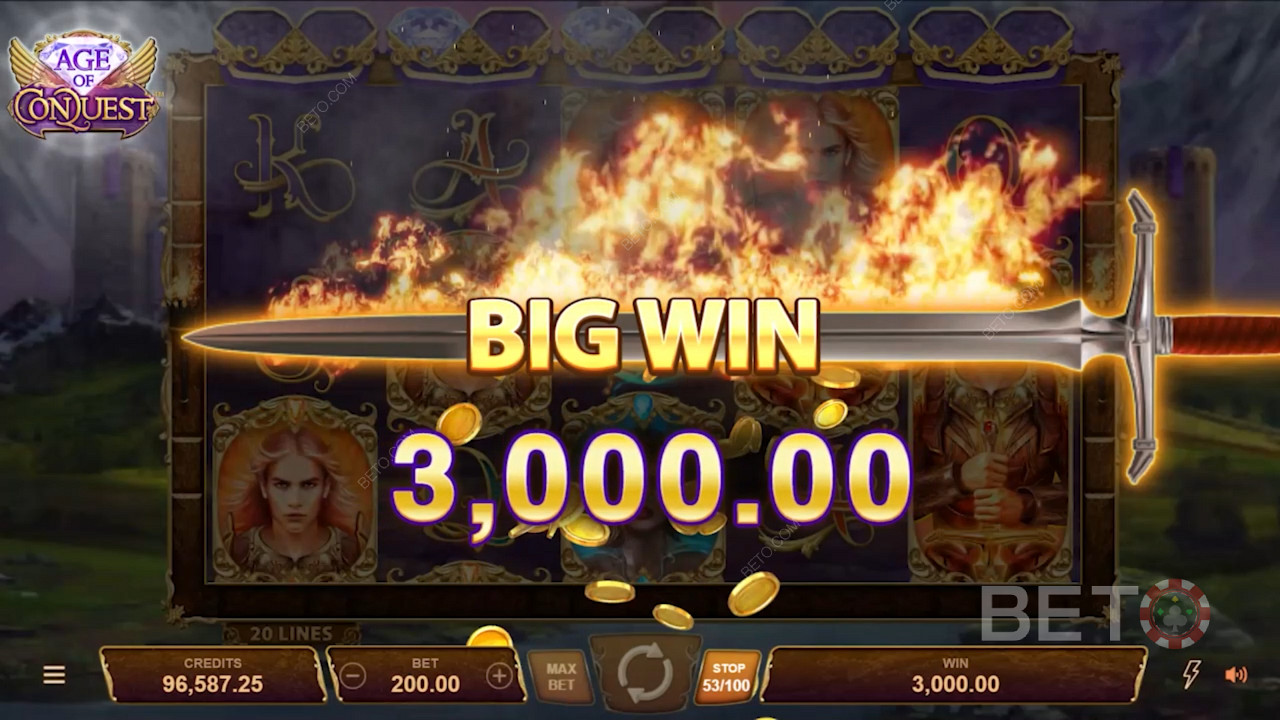 Conquer epic riches in the main game and bonus rounds