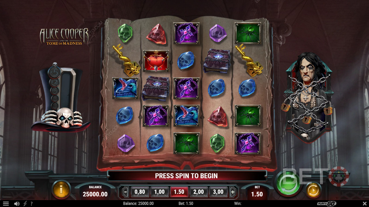 Rock out with Alice Cooper in the Tome of Madness pokie