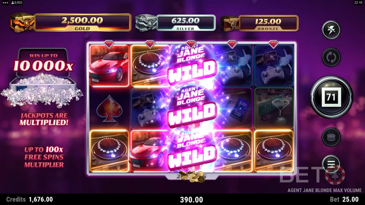 Ace Stacked Wilds in Agent Jane Blonde Max Volume pokie