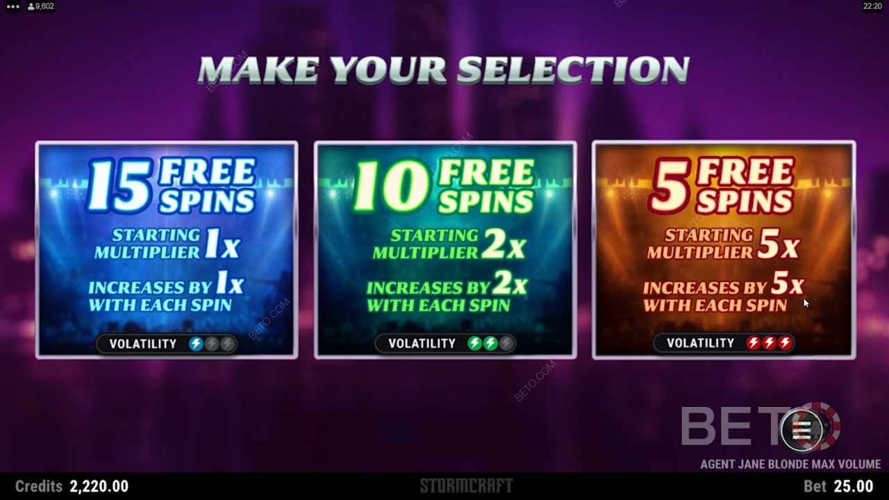 Trigger the Bonus Round & pick from 3 Free Spins and Multiplier perks