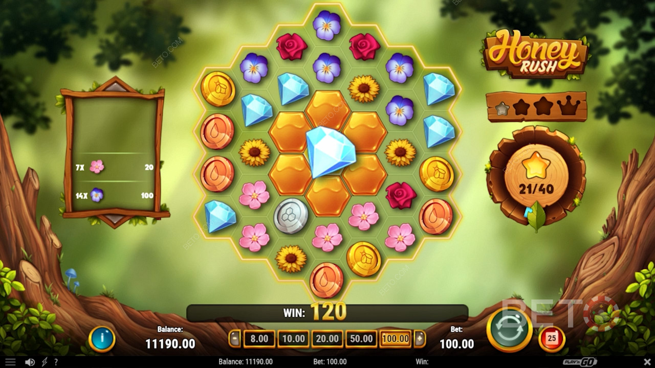 Activate bonuses via the Rush Meter in Honey Rush pokie