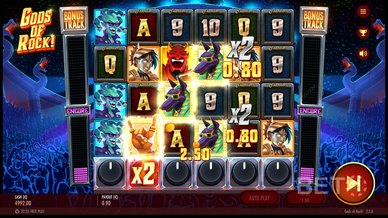 Harness the Charged Wild for multiple wins in Gods of Rock pokie