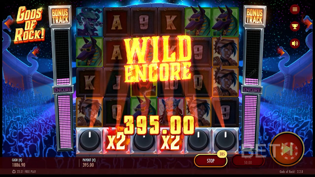 Crank up the amp and score 1 to 3 Charged Wilds in the Gods of Rock pokie