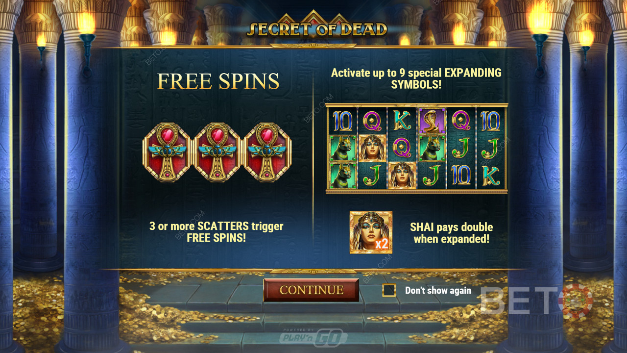 Score Free Spins and gamble feature in Secret of Dead pokie
