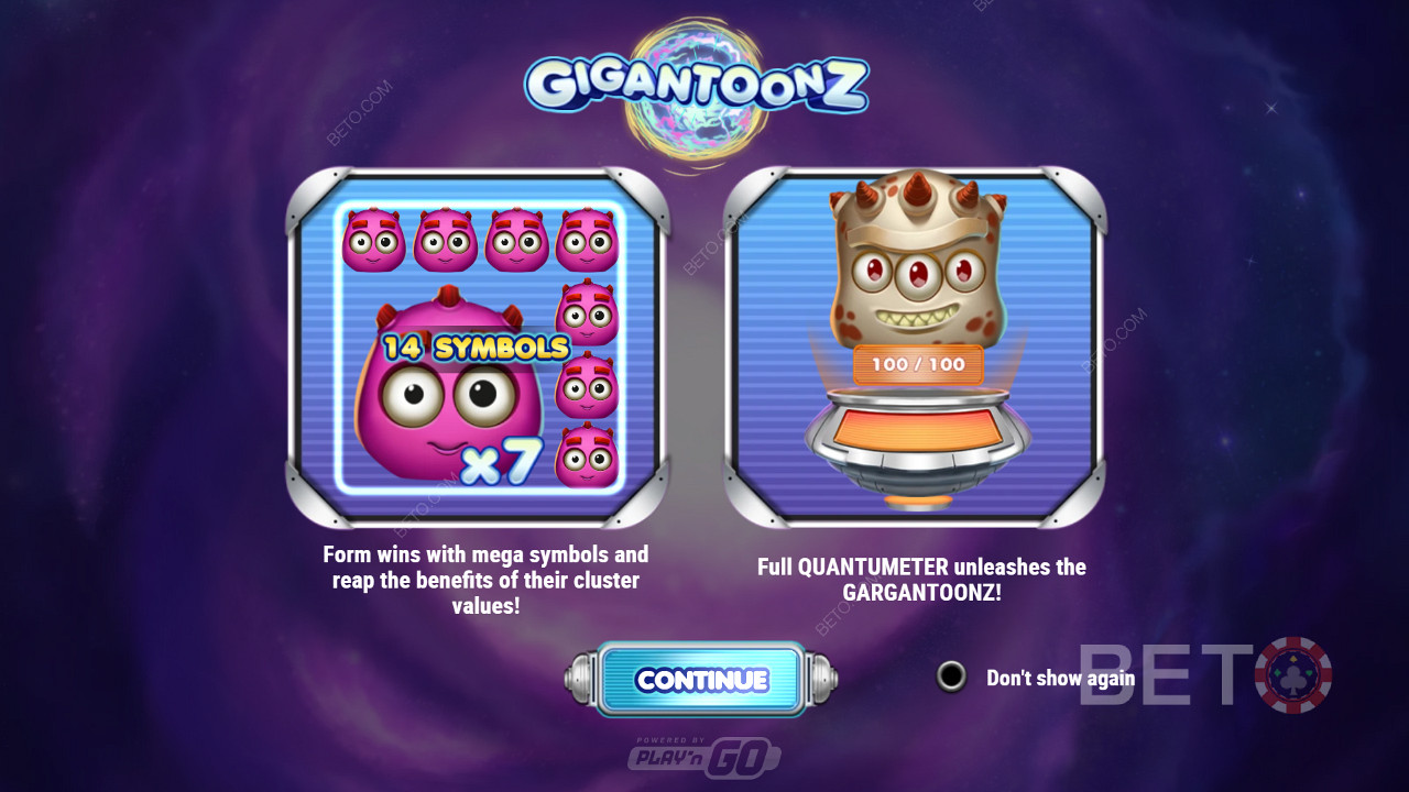 Score big with massive symbols and cluster wins in Gigantoonz pokie