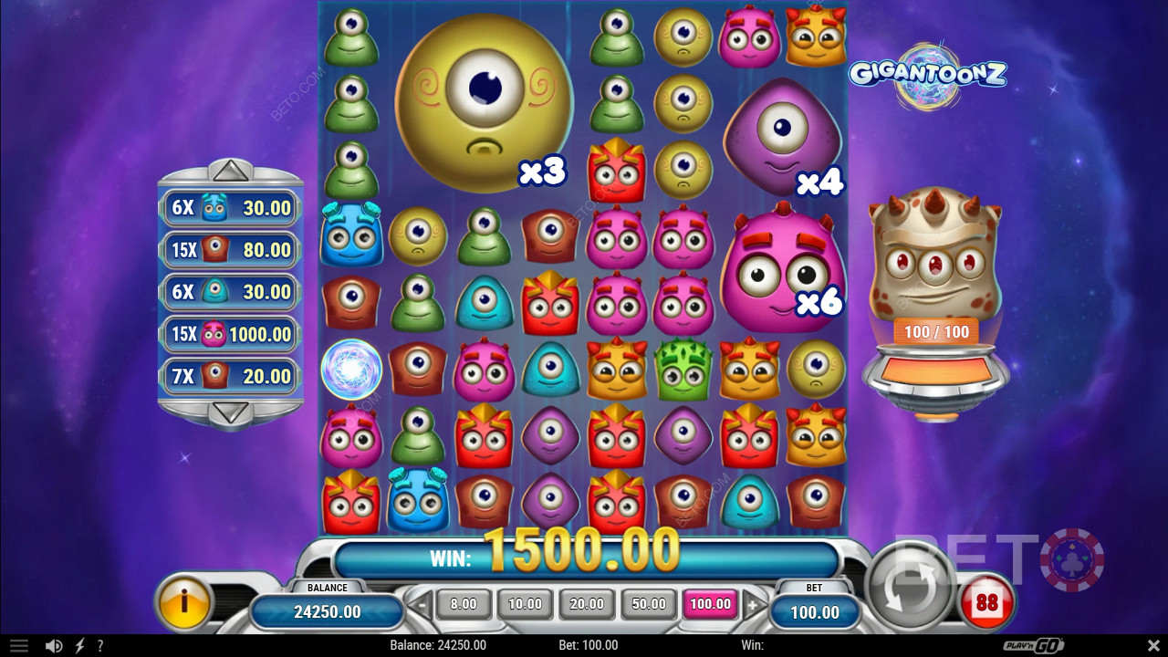 Charge the Quantumeter for epic bonuses in the Gigantoonz pokie