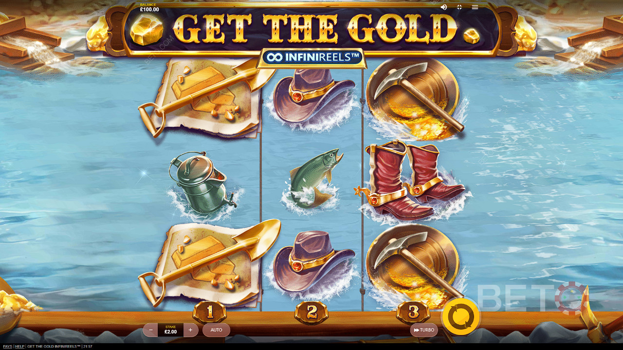 Unearth heaps of golden fortunes lost in the rivers of infinity reels